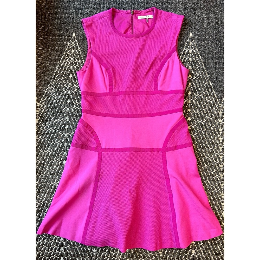Trinka Turk hot Magenta sleeveless mini fit and flare skater dress sz 10 women